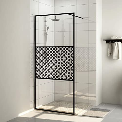 Tidyard Paroi de Douche avec Verre ESG Transparent 115x195 cm Noir, Pare-Baignoire Paroi de Douche, Écran de Douche Fermeture de Baignoire Mur Panneau de Douche pour Salle de Bain Style-E