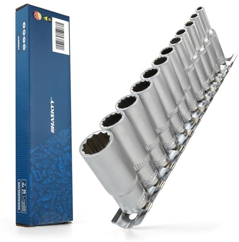 HASKYY Juego de llaves de vaso de 5/32 - 9/16 (12 piezas, 1/4 (6,35 mm)