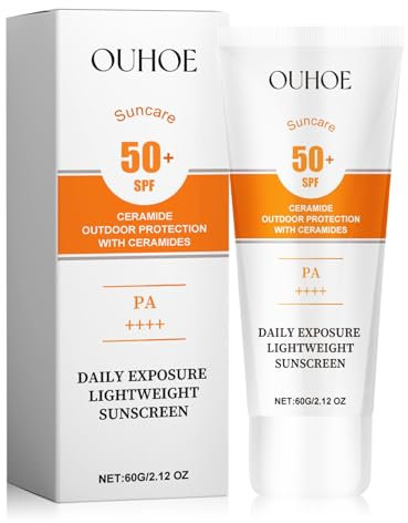 Sunscreen SPF 50, 60g Esencia Acuosa Crema Solar SPF50, con Ceramidas, Protector Solar 50 SPF, No Grasa, Fuerte Protección UV, Crema Solar Facial para Todo Tipo de Piel