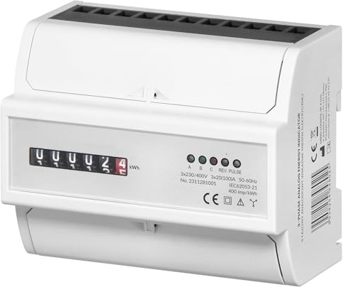 Miratic Stromzähler 3 Phasen Analoge 100A 7 Module - Stromzähler Hutschiene DIN TH-35mm