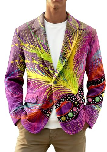 Blazer Uomo Casual Giacca in Corduroy con Paillettes Print per Uomo Festa Notturna Celebrazione e Eventi Formali con Taglio Comodo e Design Elegante