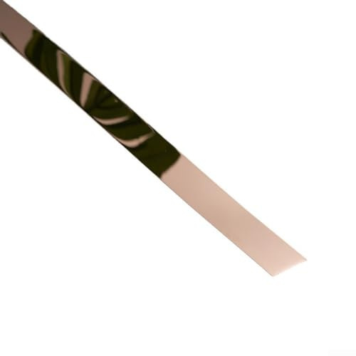 Dekorativ remsa i rostfritt stål, 25 mm x 5 m platt metallkant för tak och vägg, för dekoration i hemmet, hotell och kontor (roséguld)