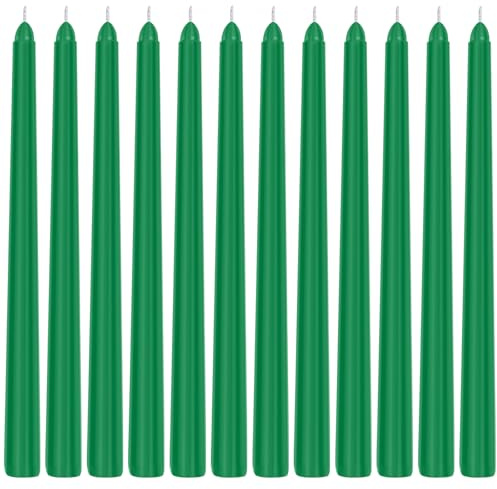 Tobeape 12 Pack 10 Tall Green Dinner Tapered Candles, Dripless & Unscented