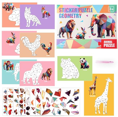 QYDKWK Sticker 3D Livre d'autocollants pour Enfants, Puzzle d'anniversaire, Noël, Cadeaux de fête des Enfants, Jouets Montessori pour garçons et Filles à partir de 3, 4, 5, 6 Ans