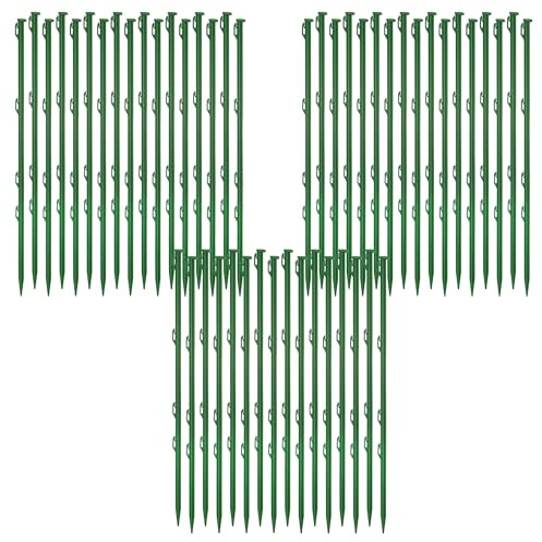 Ellofence Piquet de clôture électrique (50x) - Piquet de pâturage vert avec pointe en plastique - Piquet premium avec 4 œillets pour fil & corde - Piquet pour petits animaux & pâturages mobiles