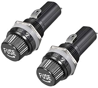uxcell Screw Cap Panel Mounted 6 x 30mm Fuse Holder AC 125V/15A 250V/10A Black 2Pcs