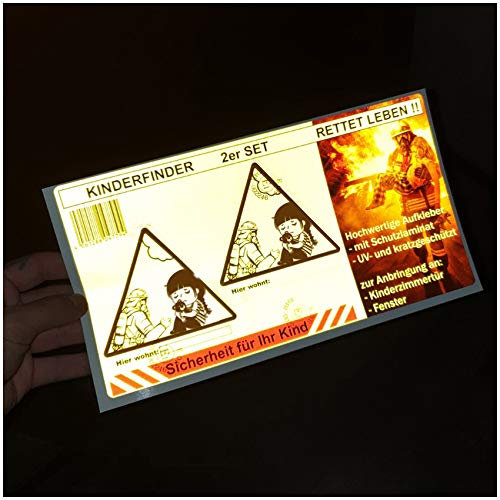 Kinderfinder 2er Set Aufkleber Brandschutz Leitsystem für Feuerwehr R053 (Reflektierende Folie)