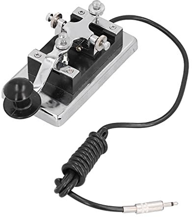 BTER Tecla de Código Morse, Radio de Onda Corta Código Morse CW Telegraph Hand Tecla de Trabajo Pesado, Entrenador de Código Morse de Acero Inoxidable para Enseñanza Física Experimental