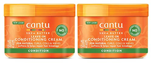 Cantu Leave-In Conditioning Cream for Natural Hair with Pure Shea Butter, 12 oz (Pack of 2)