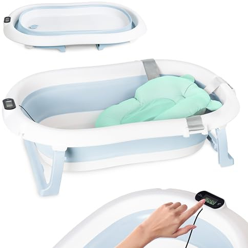 moovkee. Vasca Neonato Bagnetto Fino a 3kg - Pieghevole Vasca da Bagno Bambini Fino a 3 anni - con un Comodo Cuscino Stabilizzante - Bagno Piacevole Senza Problemi
