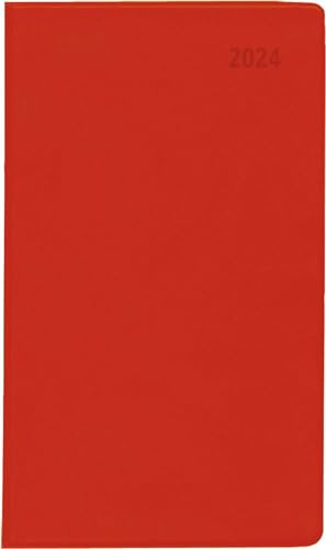 Taschenplaner rot 2024 - Bürokalender 9,5x16 cm - 64 Seiten - 1 Woche auf 1 Seite - separates Adressheft - faltbar - Notizheft - 540-1013