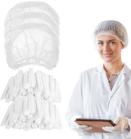 CACAZI 500 Pcs Disposable Hat Nets, Hair Nets for Catering, Elastic Bouffant Caps for Men & Women, Head Cover Nets for Healthcare, Food Industry & Beauty Services