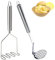 2Pcs Potato Mashers, Mash Potato Masher, Potato Masher Stainless Steel, 7-Character Manual Mud Compactor & Wavy Mud Compactor for Restaurants and Kitchens Making Potatoes