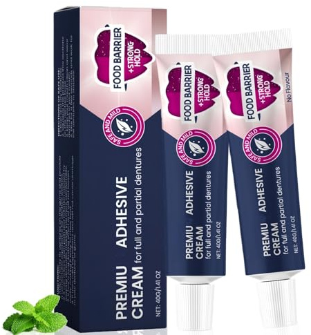 2 * 40G Secure Denture Adhesive & Tooth Repair Kit,Long-Lasting Thermoplastic Denture Glue for Teeth,Dental Repair & Reline Kit Improves Denture Fit,Comfortable Non-Glue Denture Adhesive Cream