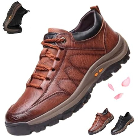 Mocasines casuales de cuero para hombre, hechos a mano, antideslizantes, con soporte de arco, zapatos cómodos para el trabajo, senderismo, zapatos deportivos para hombre