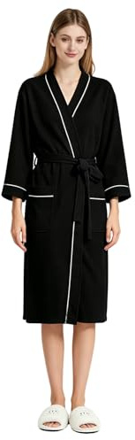 Pahajim Peignoir de Bain Coton Peignoir Nid D'Abeille Léger Long Robe de Chambre Unisexe pour Spa, Piscine,Hôtel & Maison