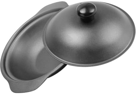 IMIKEYA Olla de Barro de 22 Cm Tapa de Hierro para Arroz y Pollo Estofado, Cazuela Doméstica para Cocina Diaria Calentamiento Uniforme y Retención de Calor