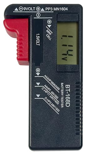 Tester di pile e batterie digitale universale BT-168D per schermo LCD, Compatibile con pile AA, AAA, C, D, 9V e pulsante 1,5V, per uso domestico e professionale (Numero esplicito)