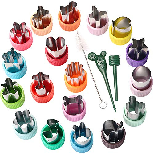 18 pcs Cookie Cutters Fruit Cutter Mini Sizes Set Vegetable Cutter Cookie Pastry Stamps Mold, Bento Lunch,Bread, Sandwich