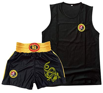XIZONLIN Unisex Boxe Arti Marziali Sanda Vestiti - Drago Ricamati Pantaloncini & Jersey Gilet Uniformi Muay Thai Alenamento Abbigliamento Fitness Sport Camicia Canottiera