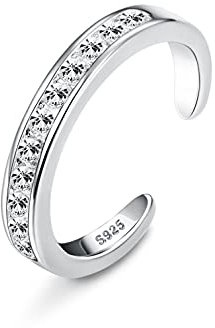Milacolato 925 Sterling Silber Offene Verstellbar Zehenring für Damen 18 Karat Weißgold überzogener Pfeil Herzknoten Infinity Link Verstellbare Bandringe Finger Fußschmuck