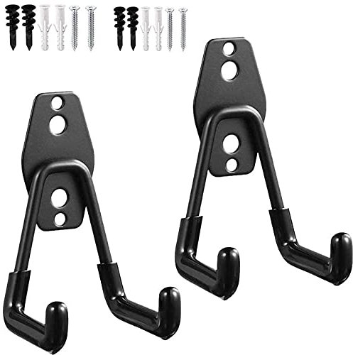 2 Pièces Crochet de rangement, Crochet de garage double mural, Crochet de vélo, pour Suspendre des Chaises Pliantes, des Vélos et D'autres Objets Encombrants pour Créer un Espace de Rangement (Nnoir)