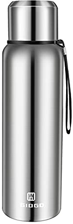 Insulated vacuum Thermo Bottle 750ml/25.4oz with cup Stainless steel coffee bottles for hot and cold drink water flask.(Silver,750ml)
