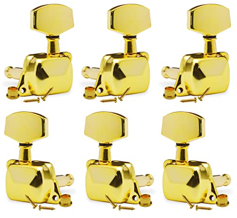 SAPHUE 3+3 Semi-closed Guitar Tuners String Tuning Pegs Keys Machine Heads Set for for Acoustic or Electric Guitar (Gold)