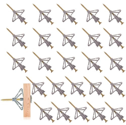 Plasterboard Wall Plugs and Screws Plasterboard Fixings Dry Wall Fittings Heavy Duty Anti-Rotational Expansion Tube Plasterboard Anchor Screws for TV Wall Brackets Hollow Drywall Cavity