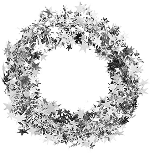 Abeillo Guirlande d'étoiles scintillantes de 15,2 m avec fil, guirlande de Noël à suspendre pour sapin de Noël, fête, mariage, anniversaire, 7,6 x 5,1 m (argent)