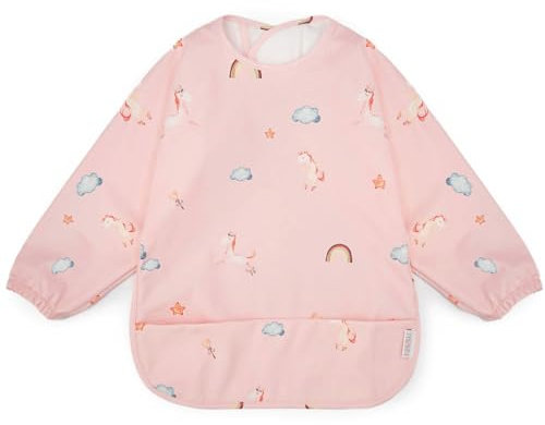 J.Børn Baby Lätzchen mit Langen Ärmeln, Lätzchen Wasserdichte, Baby Fütterlätzchen,Kunst Malerei Schürze, Ärmellätzchen Babys für Essen Malen Spielen, 6 Monate+ (Unicorn)