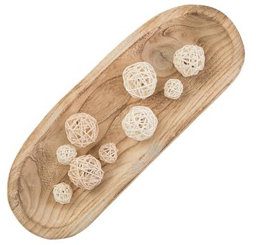 Hanobe Holzschale Deko Holztablett Dekoschale: Groß Tablett Rechteckig Schlüsselschale Holz Laenglich 42cm Schlüssel Schale Kerzen Teller Obstschale Tisch Dekotablett Verbranntes Holz