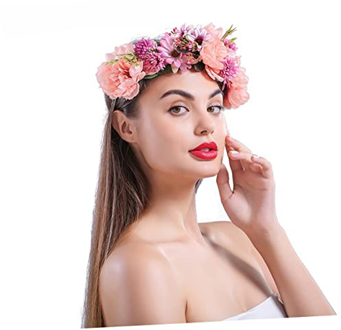SOESFOUFU 1st Blommig Huvudkrans i Simulerad Blomma Lätt Och Bekväm Huvudprydnad För Bröllop Fester Och Cosplay För Fotografering Och Högtider Rosa