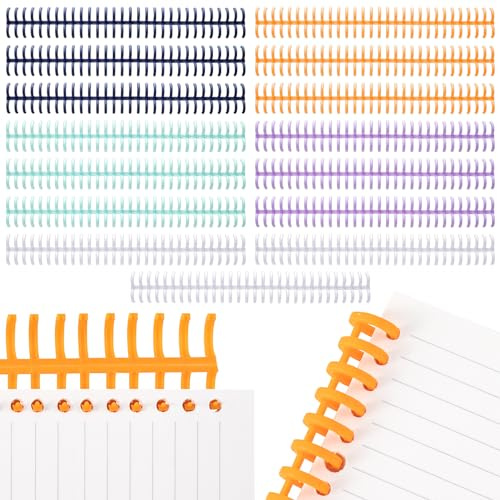 HINZIC 15 Pack 3/8 Comb Binding Spines Plastic 26 Rings Spiral Binding Coil Multicolors for Binding Machines Teacher Student Study Document Notebook File Planners Making