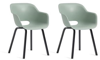 Keter Noa Gartenstühle - 2er Set mit Metallrahmen (Vintage Grün)