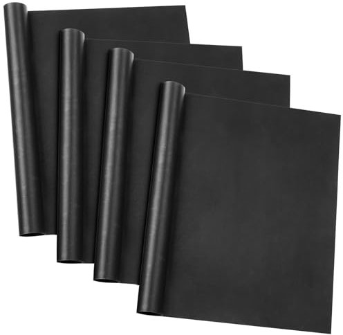 GWHOLE 4 Stück BQ Grillmatte Dauerbackfolie für Backofen 40 x 30 cm Backen Grill Mat Set Antihaft Grill Hitzebeständig Wiederverwendbar Grillzubehör für Gasgrill Holzkohlegrill Backofen, Schwarz