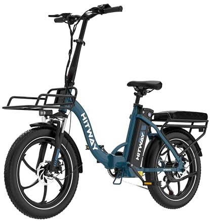 HITWAY Bici Elettrica, Bicicletta Elettrica da 36V 15.6Ah, 250W E Bike da 20 pollici, Autonomia 70-150km, 7 Velocità, Controllo APP, Bici Elettrica Pieghevole BK6SL