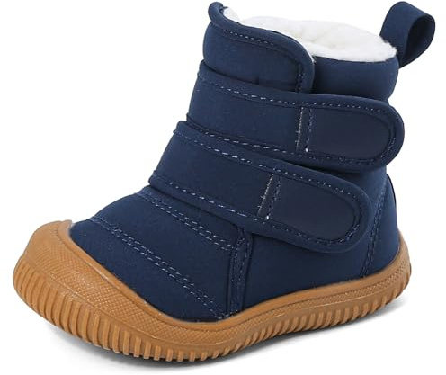 MASOCIO Stivaletti Neonato Neonata Invernali Stivali Neve Bimbo Scarponcini Pelliccia Bimba Tronchetto Stivaletto Bambino Invernale Scarpe Primi Passi con Pelo Scarpine 6-12 Mesi Taglia 19 Blu Navy