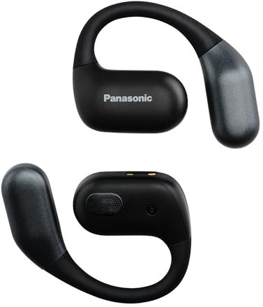 Panasonic RB-F10DE-K Audífonos inalámbricos de Oído Abierto, Audífonos Bluetooth con Micrófono ENC, 25 Horas De Reproducción, Bluetooth 5.4, IPX4, Controles Táctiles, Negro