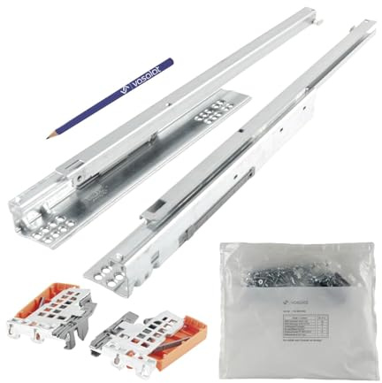 Blum Tandem Teilauszug Set, Schubladenauszug 650mm Blumotion mit praktischer Blum Kupplung, Schubladenführung Tragkraft 30kg - 1 Paar Schubladenschienen mit Kupplung