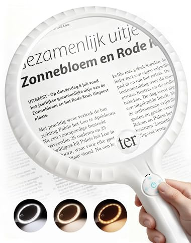 ARTDOT Loupe grossissante x3 x 5 avec lumière LED comme accessoire d'art diamant pour adultes, grande loupe portable rechargeable pour la lecture de pièces de monnaie, bijoux, artisanat, peinture