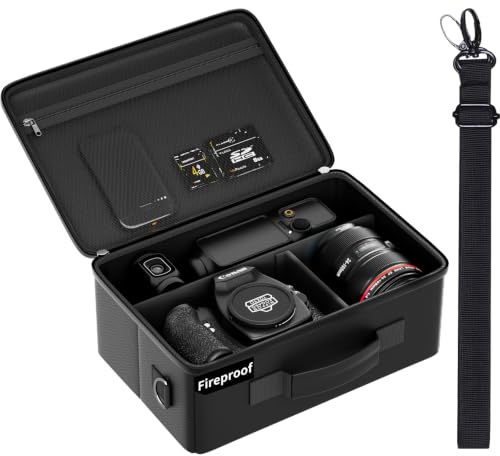 Tamfile Fireproof Camera Case, Water-Resistant Travel Hard Camera Box Black