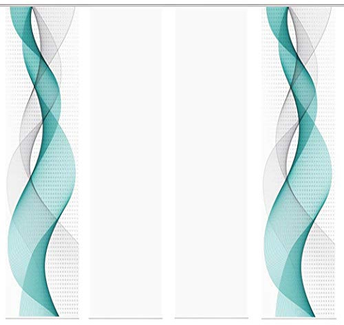 Home Fashion 4er-Set Schiebegardinen OPALIA, 4X 245 x 60 cm inkl. Zubehör, Farbe:türkis