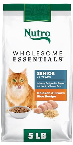 Nutro Wholesome Essentials Senior Dry Cat Food, Senior Cat Food Dry Chicken & Brown Rice Recipe, 5 lb. Bag