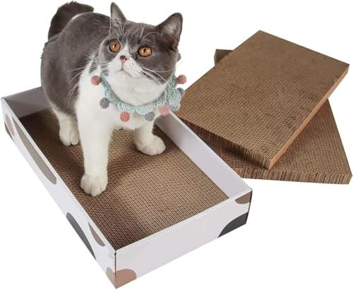 ComSaf 3er-Set Katzen Kratzbrett, Katzen Spielzeug Wellpappe Kratzbrett, Recycelbar katzenkratzbretter und Qualitäts kratzpappe für, 43 x 26 x 2.5 cm