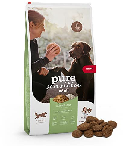MERA Pure Sensitive Hundefutter, mit Insekten-Protein, Trockenfutter für Sensible Hunde, hypoallergen und umweltfreundlich – Single Protein Futter (1 kg)