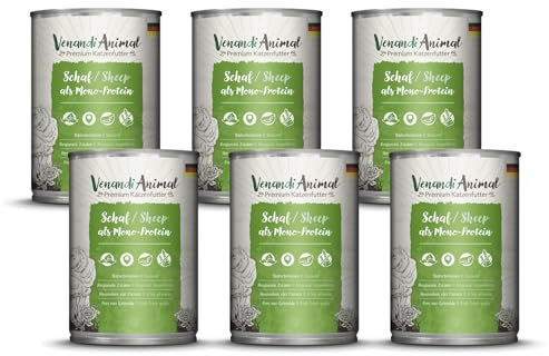 Venandi Animal – Premium Katzenfutter – Schaf als Monoprotein Nassfutter, getreidefrei und naturbelassen, 6er Pack (6 x 400g)