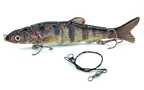 SIMSA-Expert Barsch Wobbler | Swimbait Kunstköder (16cm, 38g) Stahlvorfach Set für Hecht Barsch Zander Schleppangeln sinkend