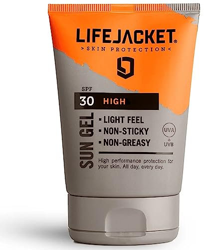 LifeJacket Sun Protection Gel SPF 30 UVA, UVA 5* Sun Cream/Sunscreen factor 30, Face + Body 100ml Lightweight, Non-greasy, Water resistant, Cruelty free, Clinically Approved for Sensitive & Dry Skin
