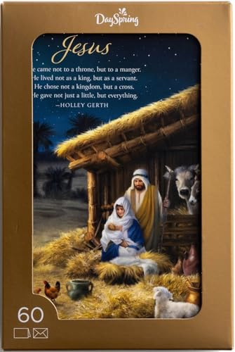 DaySpring - The Christmas Story - 4 Design Assortment with Scripture - 60 Bulk Christmas Boxed Cards & Envelopes (J9695)